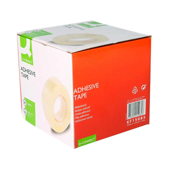 Q-connect Cinta Adhesiva Transparente 33 mt x 12 mm Encelofanada para Embalar 6