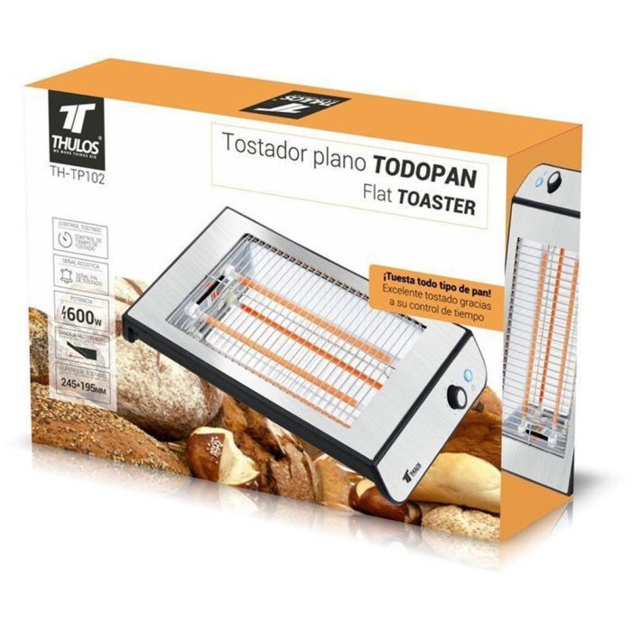 Thulos Tostadora TH-TP102 600W Acero Inoxidable, Control de Tiempo, Bandeja Recogemigas 1 Thulos Tostadora TH-TP102 600W Acero Inoxidable, Control de Tiempo, Bandeja Recogemigas 1