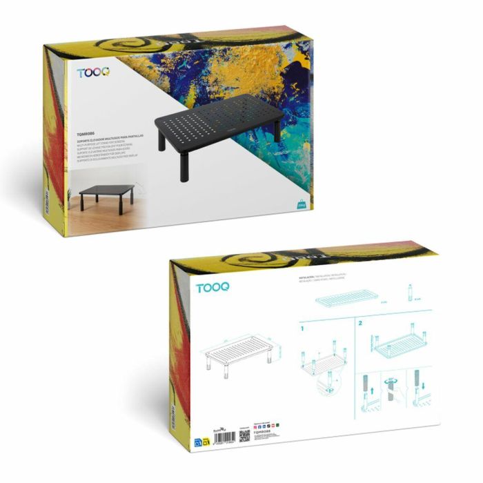 TooQ TQMR086 Soporte Elevador Multiusos para Monitor, Portátil, Impresora - Negro, Ergonómico, 20kg, Altura Ajustable 1