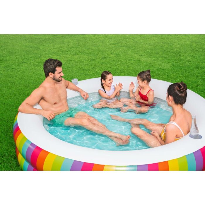 Bestway Piscina Infantil 2 Aros Arcoiris 206x206x51 cm +6 Años Jardin 54443 19