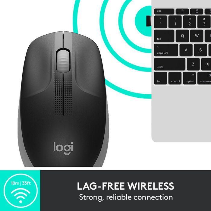 Logitech M190 Ratón Inalámbrico Full-size RF con Diseño Contorneado Ergonómico para Manos Grandes, Gris, Batería 18 Meses 8