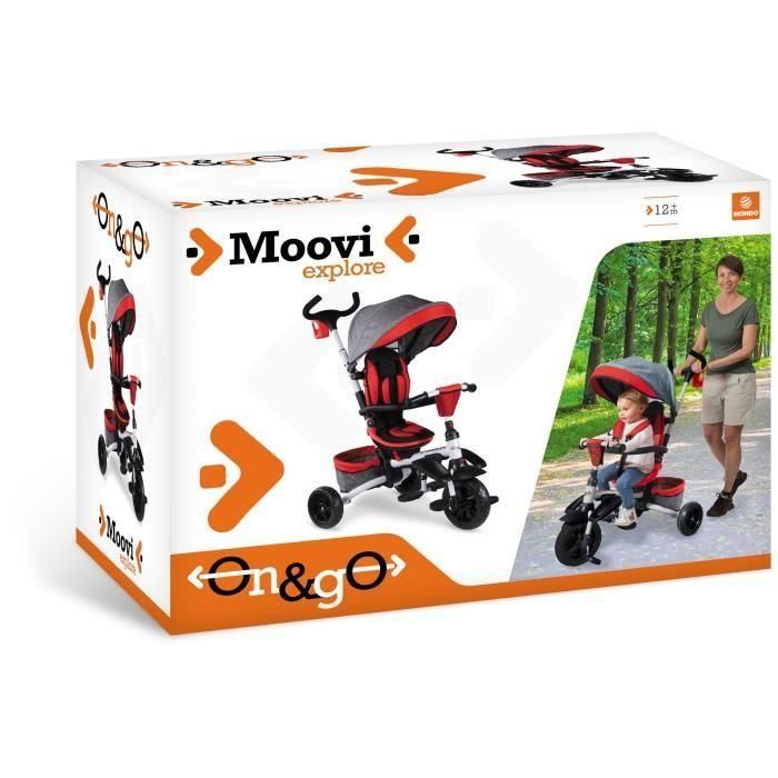 MONDO Triciclo evolutivo convertible y plegable con asiento giratorio - On & Go Moovi Explore - Rojo - 12 meses y más 3