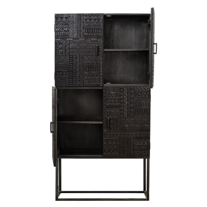 Giner y Colomer Vitrina Madera de Mango y Patas de Metal Nogal Oscuro 176x90x40 cm 1