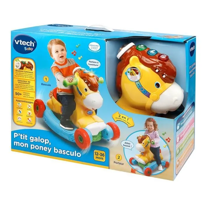 Vtech P'Tit Galop, My Pony Basculo caballo balancín y portador 2 en 1 con ruedas - Idioma francés 3