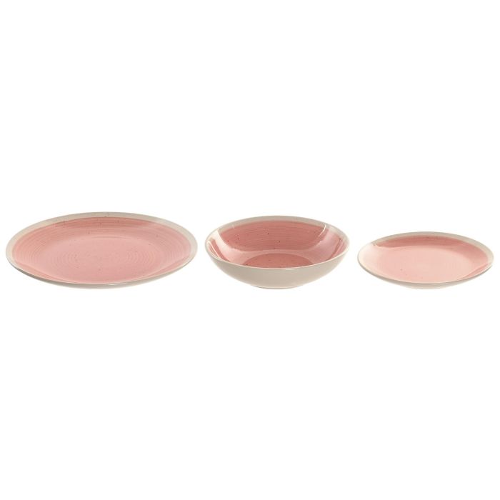 Vajilla Basicos DKD Home Decor Rosa Blanco 27 x 3 x 27 cm Set de 18 2 Vajilla Basicos DKD Home Decor Rosa Blanco 27 x 3 x 27 cm Set de 18 2