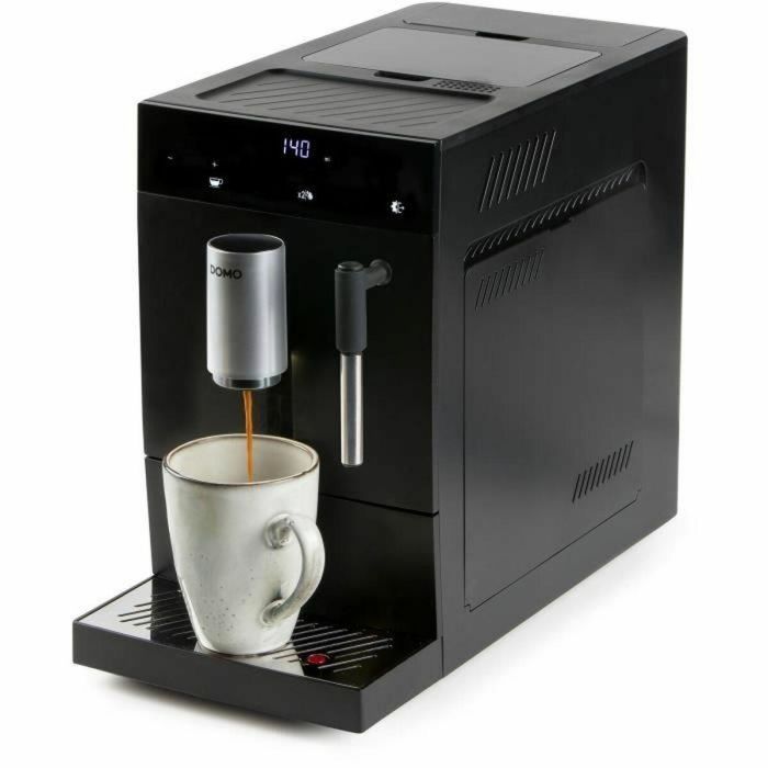 Domo DO1150K Cafetera espresso automática con molinillo, 19 bar, 1350 W, 125g café, Negra