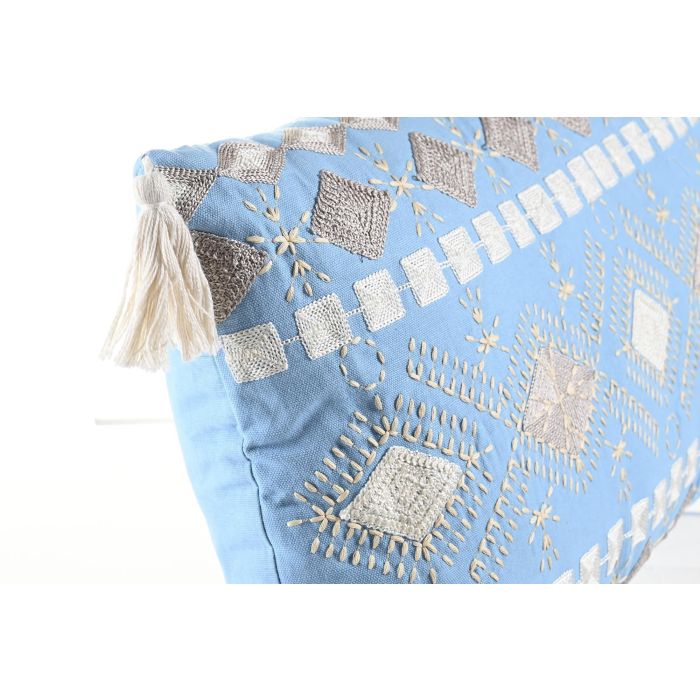 DKD Home Decor Elape Cojin 60 x 35 x 15 cm Azul Blanco Polyester con Zipper 1