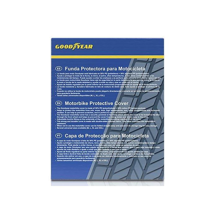 Goodyear GOD7021 Funda Cubre Moto Talla L | Impermeable, Antirrobo, Protección UV/Lluvia/Polvo, Tela Doble Cara PE/Algodón 2 Goodyear GOD7021 Funda Cubre Moto Talla L | Impermeable, Antirrobo, Protección UV/Lluvia/Polvo, Tela Doble Cara PE/Algodón 2