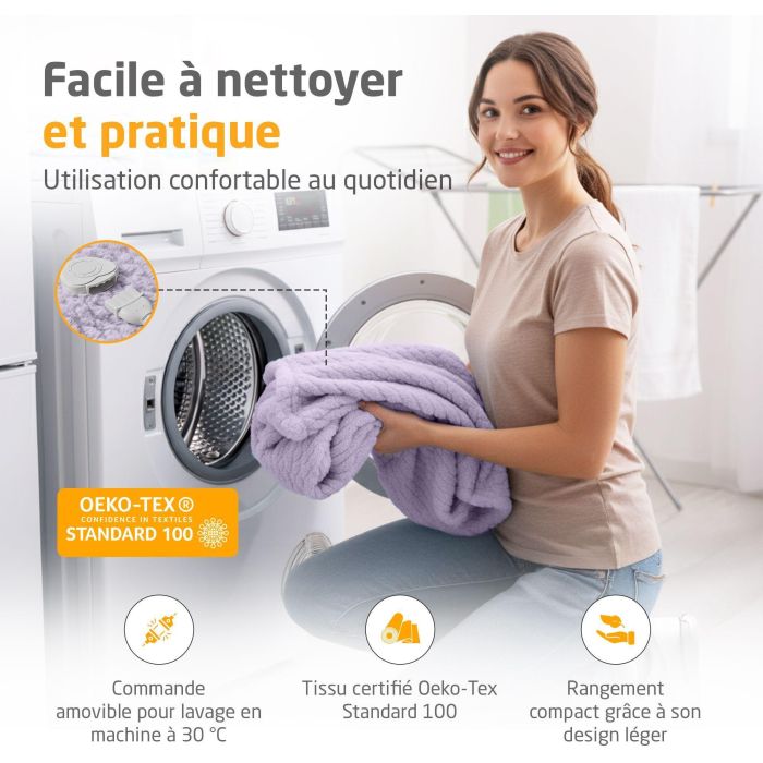 Manta térmica reversible - MEDISANA - HB 418 - 120 W - 9 niveles - 180 x 130 cm - Morado 3