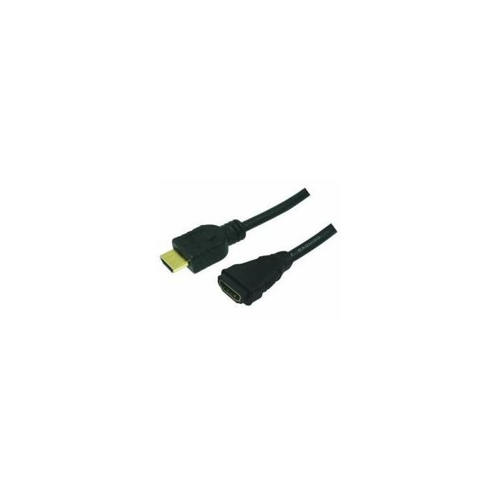 LogiLink Cable HDMI con Ethernet A a A Macho/Hembra 5m, Conectores Oro, Negro