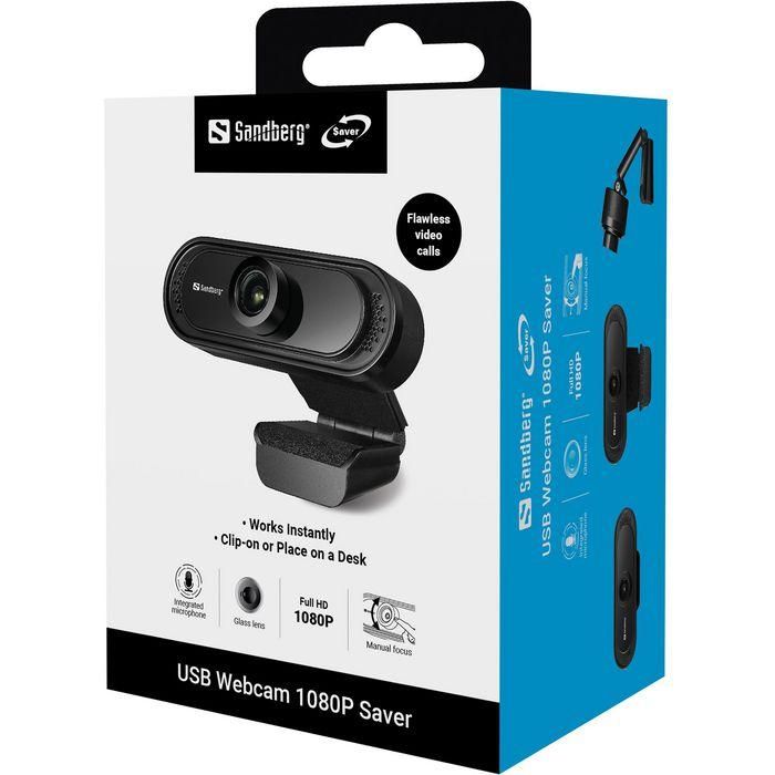 Sandberg USB Webcam 1080P Saver para Reuniones en Línea con Micrófono Estéreo 7
