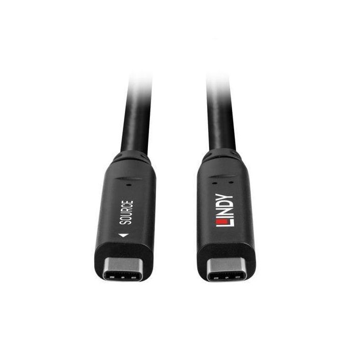 Lindy Cable Híbrido USB 3.2 Gen 1 DP 1.4 Tipo C 10m Fibra Óptica | Video 8K/4K, Datos 5Gbps, Power Delivery 60W 3