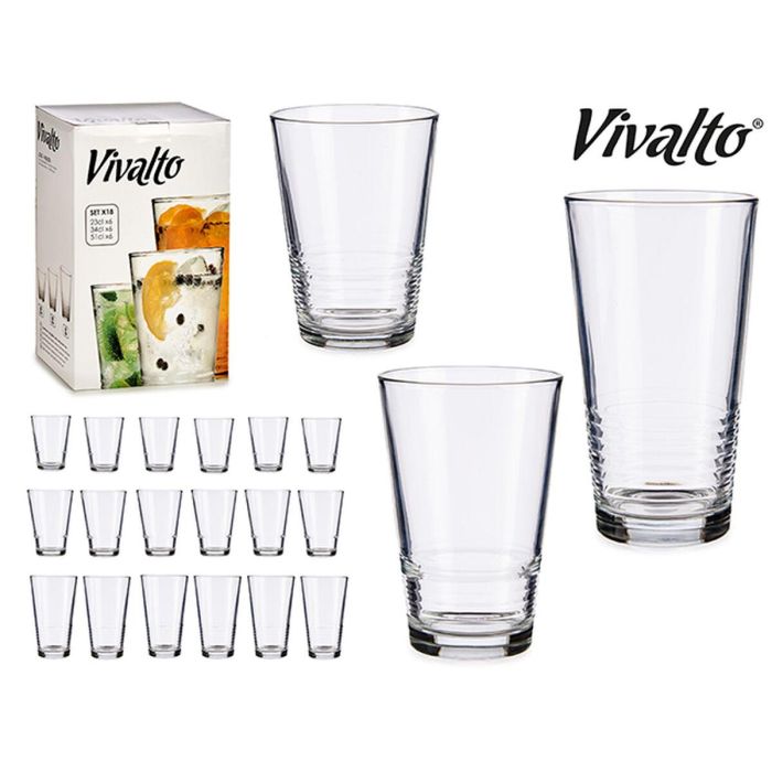 Set de Vasos S18091/BHA Transparente Vidrio 6 x (51 cl) / 6 x (34 cl) / 6 x (23 cl) 2