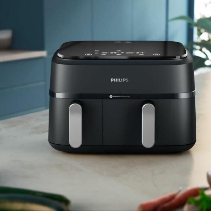 AirFryer - PHILIPS - NA351/00 - Acero inoxidable - 9,0L - Doble cubeta - 38,25 x 44,39 x 31,42 cm 4