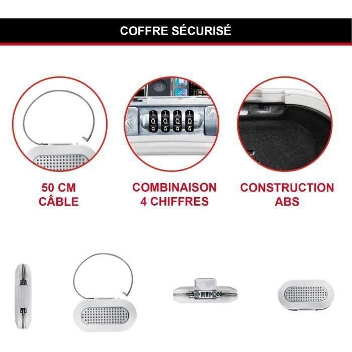 MASTER LOCK Mini baúl de viaje portátil con cable de seguridad - Blanco 2 MASTER LOCK Mini baúl de viaje portátil con cable de seguridad - Blanco 2