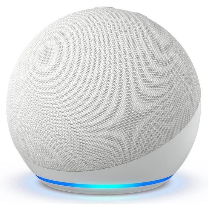 Amazon Echo Dot (5th Generation) Blanco con Alexa, Asistente de Voz Esférico y Altavoz Integrado de 4.4cm, Wi-Fi y Bluetooth