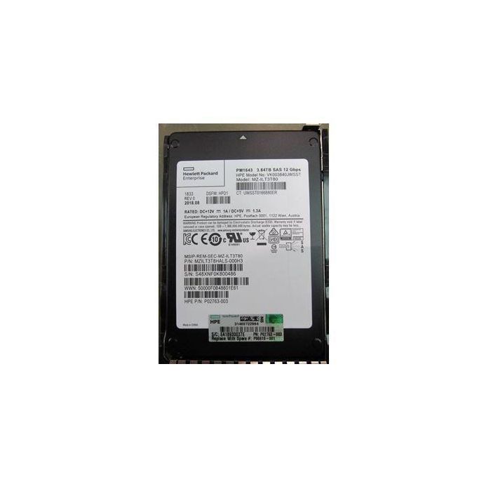 Hewlett Packard Enterprise 3.84TB SAS 12G Read Intensive SFF (2.5in) SC Digitally Signed Firmware SSD