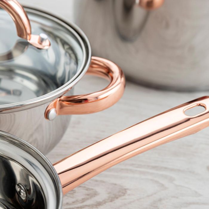 Quid Batería de Cocina Vanity Acero Inoxidable 7 Piezas Compatible con Inducción, Vitrocerámica, Gas y Eléctrica Apta Lavavajillas 4