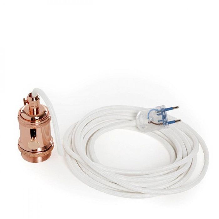 Pendel E27 Cable Blanco 5m con Portalámparas Cobre, Interruptor, Jaula Hexagonal Blanca y Enchufe AM-AT536. Estilo Retro 3 Pendel E27 Cable Blanco 5m con Portalámparas Cobre, Interruptor, Jaula Hexagonal Blanca y Enchufe AM-AT536. Estilo Retro 3