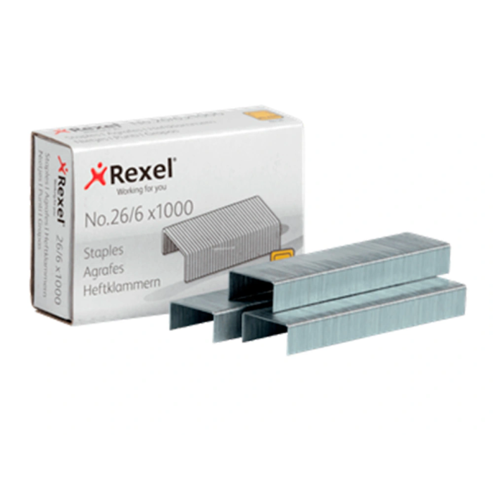 Rexel Grapas 26/6 mm Galvanizada Caja 1000 Unidades para Grapadora de Sobremesa, Oficina y Hogar, 20 Hojas 2