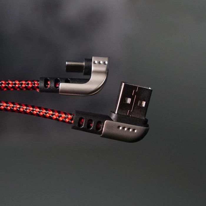 Elbe CA-199 Cable Gaming USB-A a TYPE-C 1M 90º, Nylon Trenzado 1