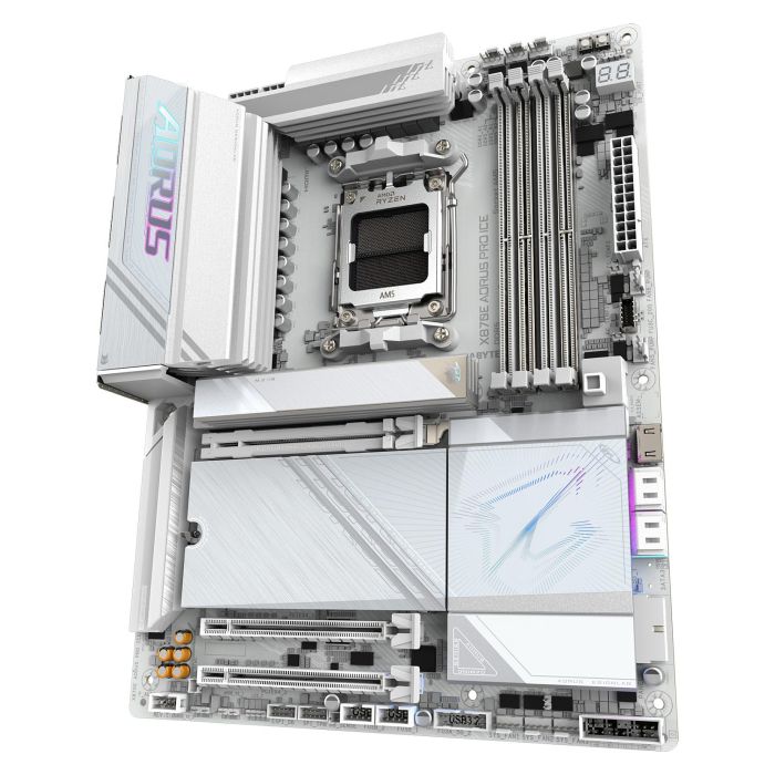 Gigabyte AM5 X870E AORUS PRO ICE ATX Placa Base para AMD Ryzen, Wi-Fi 7, USB 4, DDR5 hasta 8000MHz 3