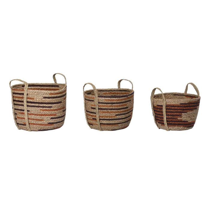 Cesta Boho DKD Home Decor Natural Marron 38 x 41 x 38 cm Set de 3