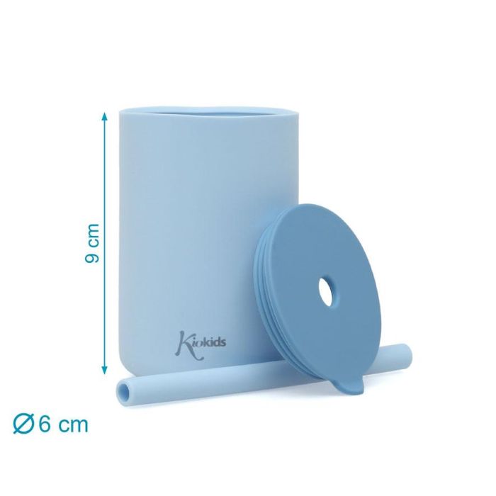 Vasos En Silicona Azul Con Pajita 3 Vasos En Silicona Azul Con Pajita 3