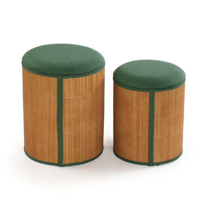 Versa Set de 2 Puff con Almacenaje Verde Bambú 36x44 cm 1 Versa Set de 2 Puff con Almacenaje Verde Bambú 36x44 cm 1