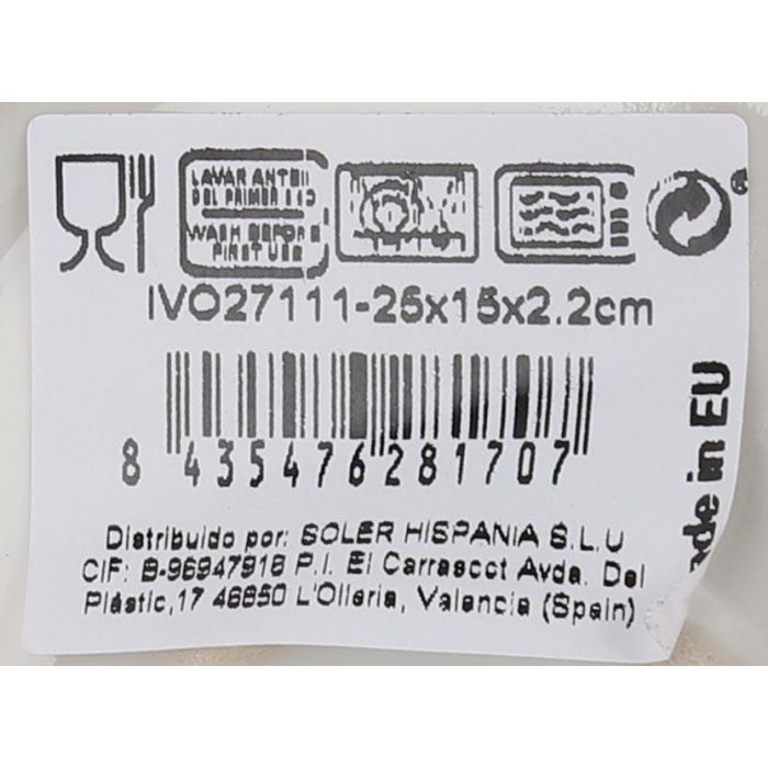 La Mediterranea Fuente Ovalada Ivory Nordic Brillo 25 x 15 x 2.2 cm (18 Unidades) 1