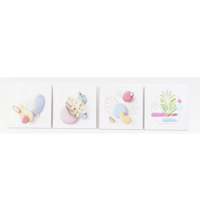 DKD Home Decor Cuadro Moderno Decorativo Multicolor 1.8x40x40 cm Set de 4 Unidades Lienzo MDF