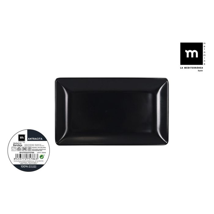 Bandeja de Melamina Antracita 25x15x2 cm - La Mediterranea (12 Unidades) Bandeja de Melamina Antracita 25x15x2 cm - La Mediterranea (12 Unidades)