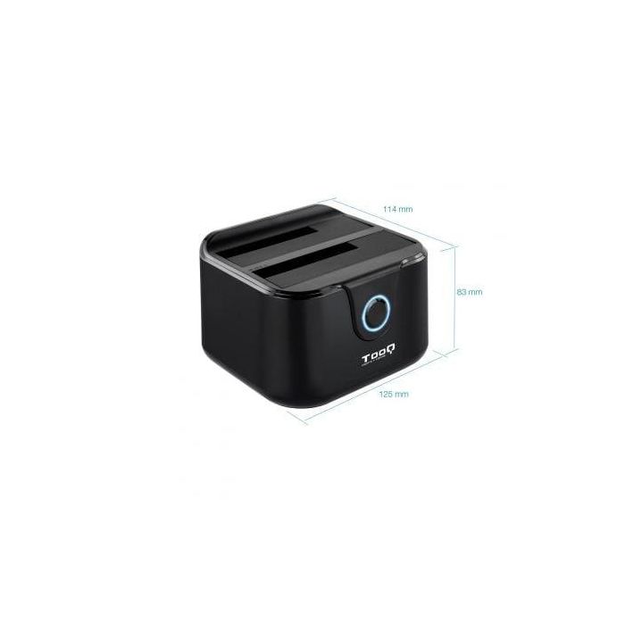 TooQ TQDS-802B Docking Station para Discos Duros USB 3.1 Doble Bahía 8TB HDD/SSD 2.5" 3.5" Clonación Plug & Play Blanco 3