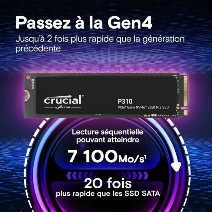 Crucial Disco Duro Interno SSD 4TB M.2 2280 NVMe PCIe 4.0 7100 MB/s Lectura 6000 MB/s Escritura 5