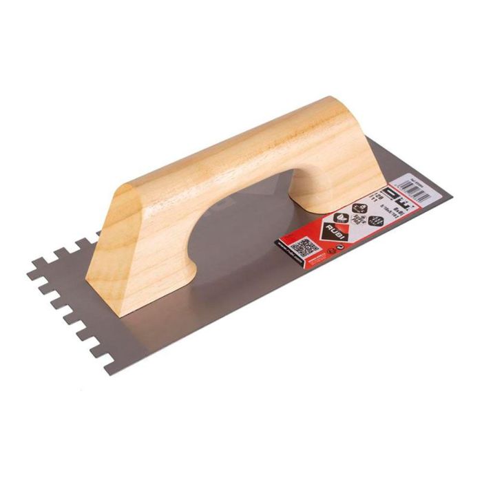Rubi Peine acero 28cm dentado 8x8mm mango madera cerrado R65984 para morteros y cerámica