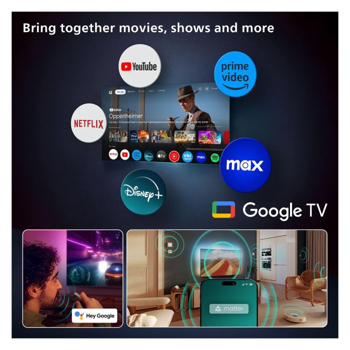 Philips 77OLED810/12 - Televisor 77" (194cm) 4K Ultra HD OLED 120Hz Smart TV Google TV, Ambilight, HDR10+, Dolby Vision, 4xHDMI 2.1, Wi-Fi 6, Negro 9