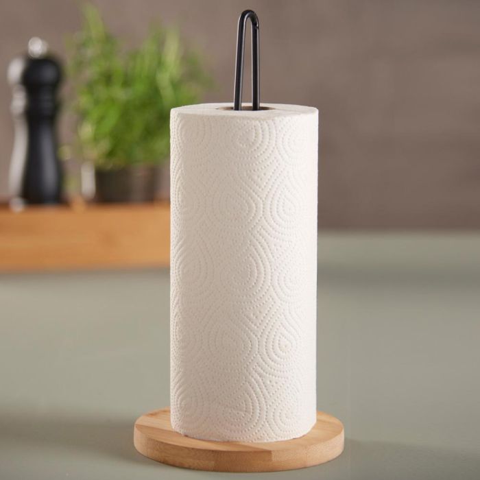 Day Portarrollos Diámetro 14 cm Altura 30 cm Base Bambú Barra Metal 1