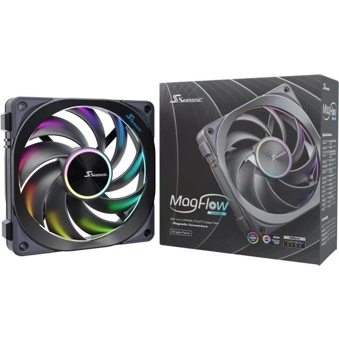 Seasonic MagFlow 1225PWM ARGB Ventilador para PC 120mm, 2000 RPM, Negro - Kit 1-Fan 7