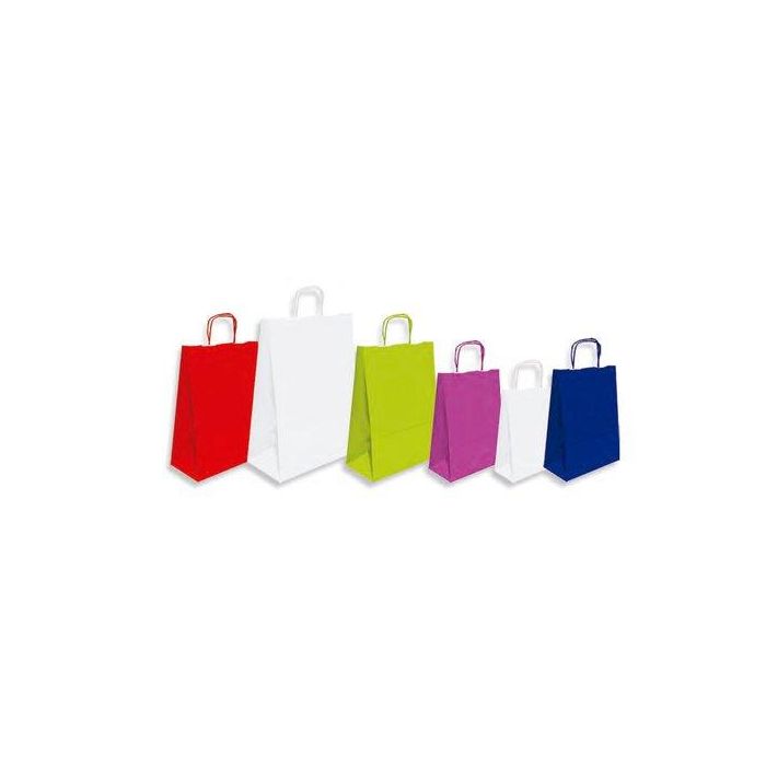 Bolsa De Papel Andina Kraft Blanco 18X24X8 Cm Rojo Paquete De 50