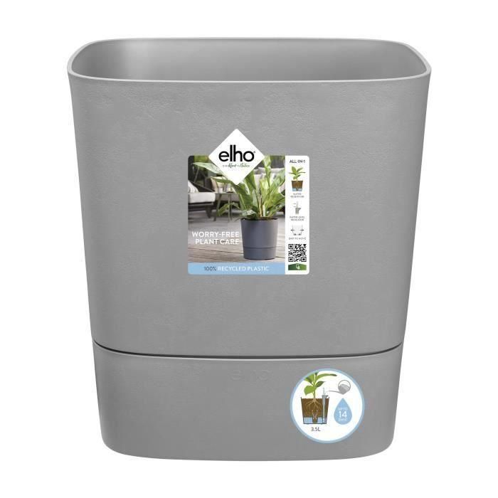 ELHO - Maceta - Greensense Aqua Care Square 30 - Cemento claro - Interior/exterior - Ø 29,5 x H 30,2 cm