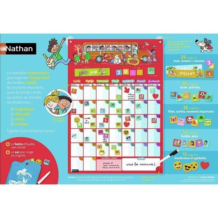 Nathan Calendario magnético perpetuo. Práctico organizador familiar reutilizable para eventos, reuniones y cumpleaños anuales. 1 Nathan Calendario magnético perpetuo. Práctico organizador familiar reutilizable para eventos, reuniones y cumpleaños anuales. 1