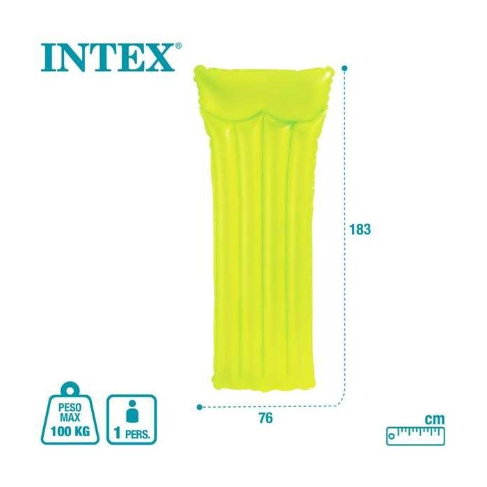Intex Colchoneta 4 Tubos Colores Neon 183x76 cm 7