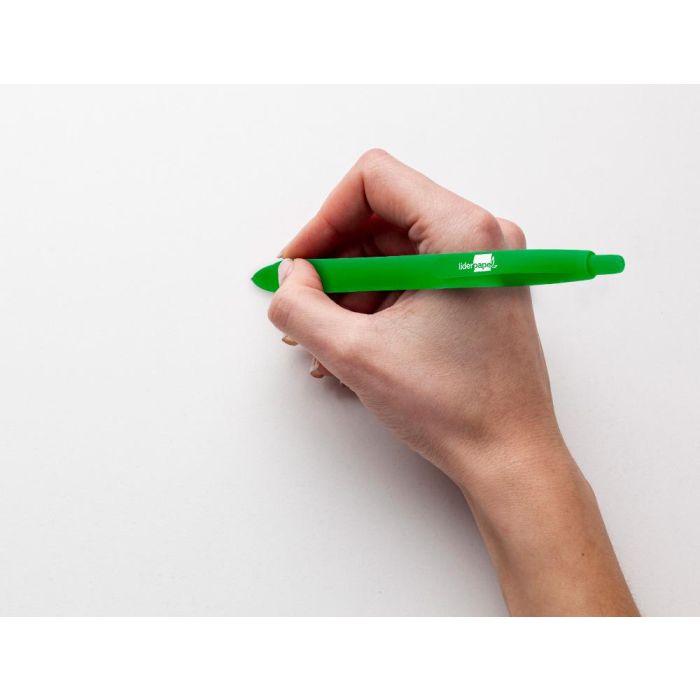 Boligrafo Liderpapel Gummy Touch Retractil 1,0 mm Tinta Verde 12 unidades 5