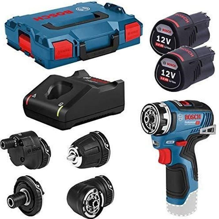 Bosch Professional Taladro Atornillador GSR 12V-35 FC con 2 Baterías 3.0Ah y L-Boxx 06019H3000