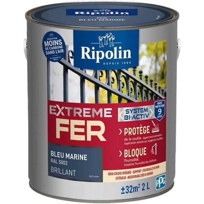 Azul marino RAL 5003 brillante con base de hierro extremo - RIPOLIN - 2 L Azul marino RAL 5003 brillante con base de hierro extremo - RIPOLIN - 2 L