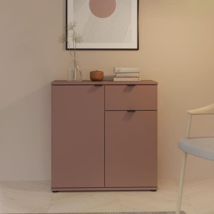 Cómoda - GANYMEDE - 2 puertas - 1 cajón - Terracota - 80,1 x 34,1 x 82,3 cm 1
