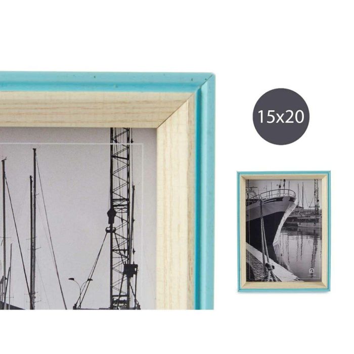 Marco de Fotos Azul Marrón claro 3 x 22 x 17 cm Cristal Blanco Madera MDF 1 Marco de Fotos Azul Marrón claro 3 x 22 x 17 cm Cristal Blanco Madera MDF 1