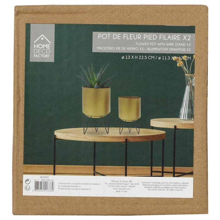 Home Deco Factory Juego de 2 Macetas con Pie Metal Colección Lounge 1