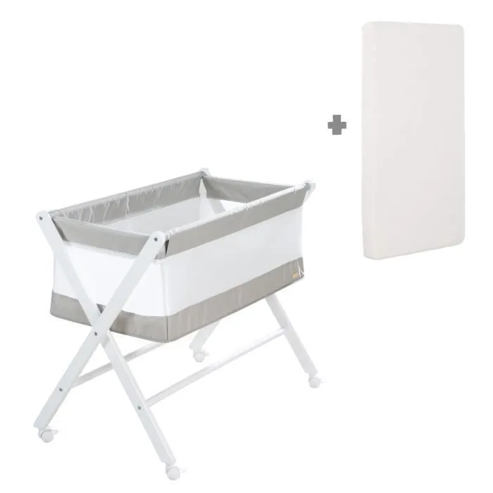 Roba Cuna Plegable de Colecho ROB4005317331041 Lona y Malla con Colchón y Ruedas con Freno 90 x 45 cm Gris / Blanco 2
