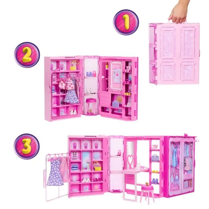 Mattel Barbie Dream Closet Muñeca con Armario de Ensueño Incluye Compartimentos y Accesorios 3